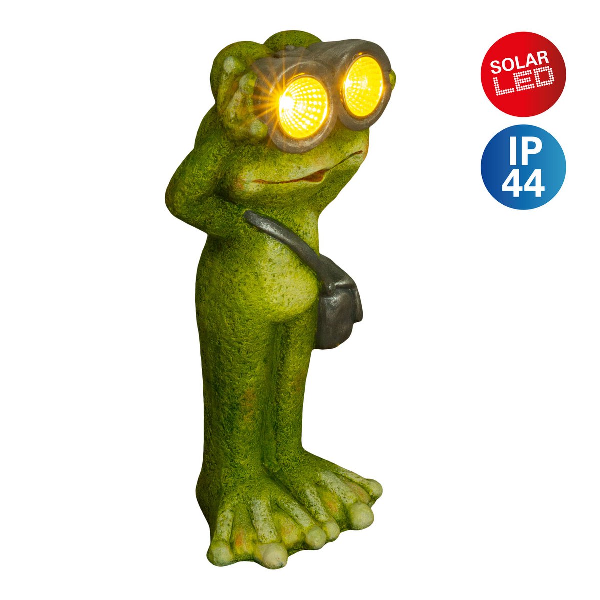 LED Solar Light "Frog" staande voor terras en tuin, gemaakt van groen keramiek, met stevig ingebouwde LED's, decoratielamp voor 30 cm hoog