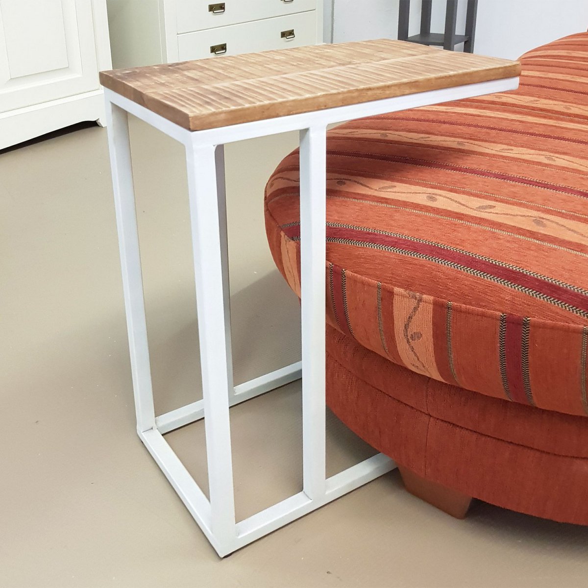 Bijzettafel hout 25x61x40 cm softatic laptopisch C-boord Liverpool metaalframe