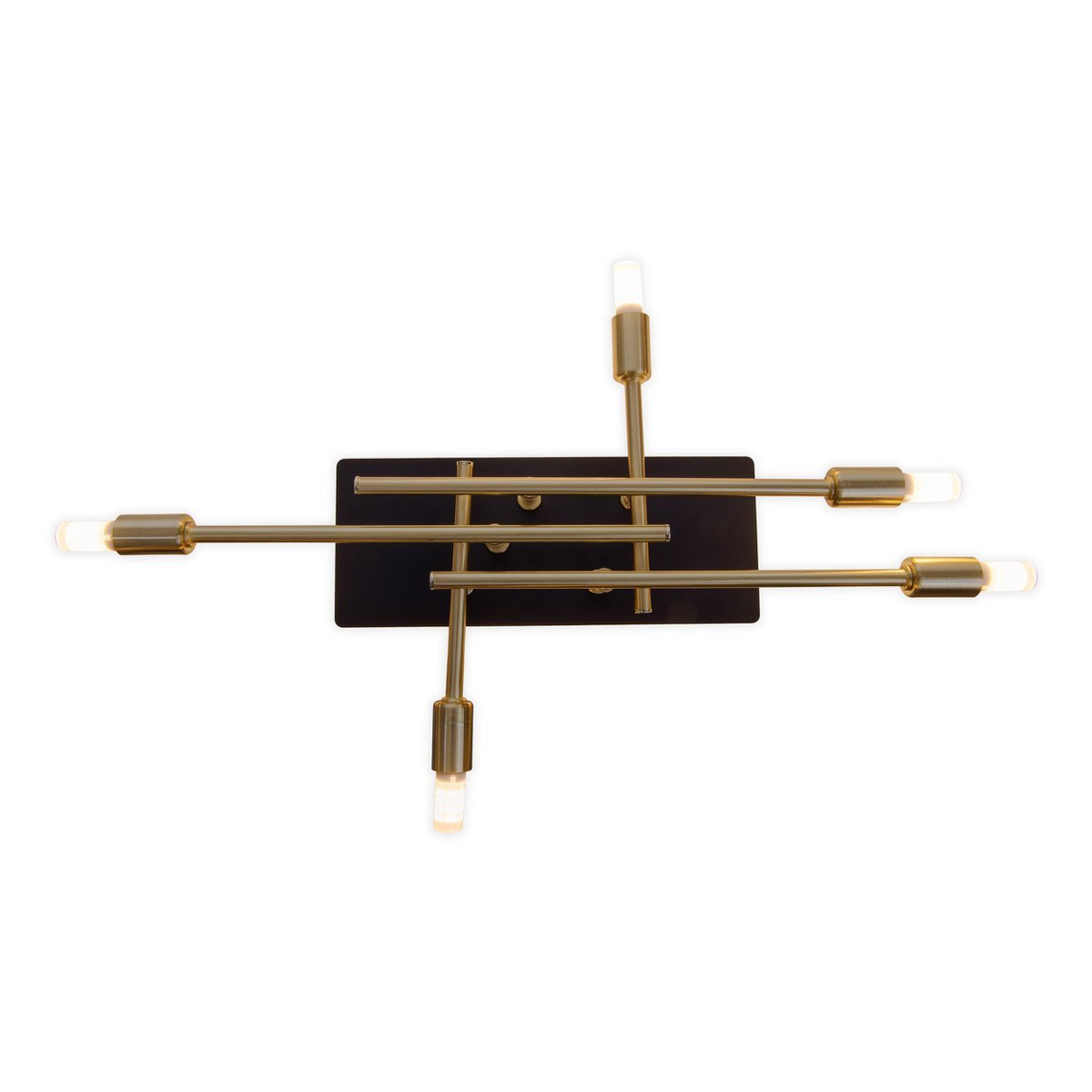 LED -plafondlamp "Ancona" met achtergrondverlichting gemaakt van metaal in zwart en messing, G9 -versies, lamp voor woonkamer, eetkamer, gang en kantoor, ca.