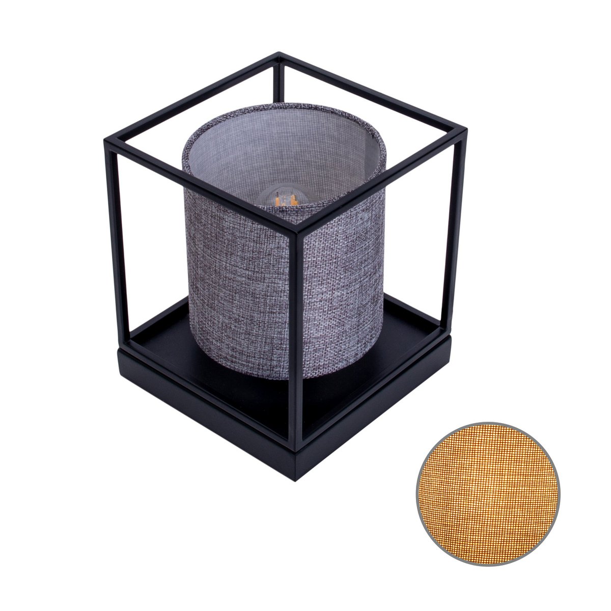 Tafellicht "Beta" grijs gemaakt van metaal met stofscherm in grijs, met E14 -aansluiting, lamp voor woonkamer, eetkamer, gang en kantoor, 15 x 15 x 17 cm