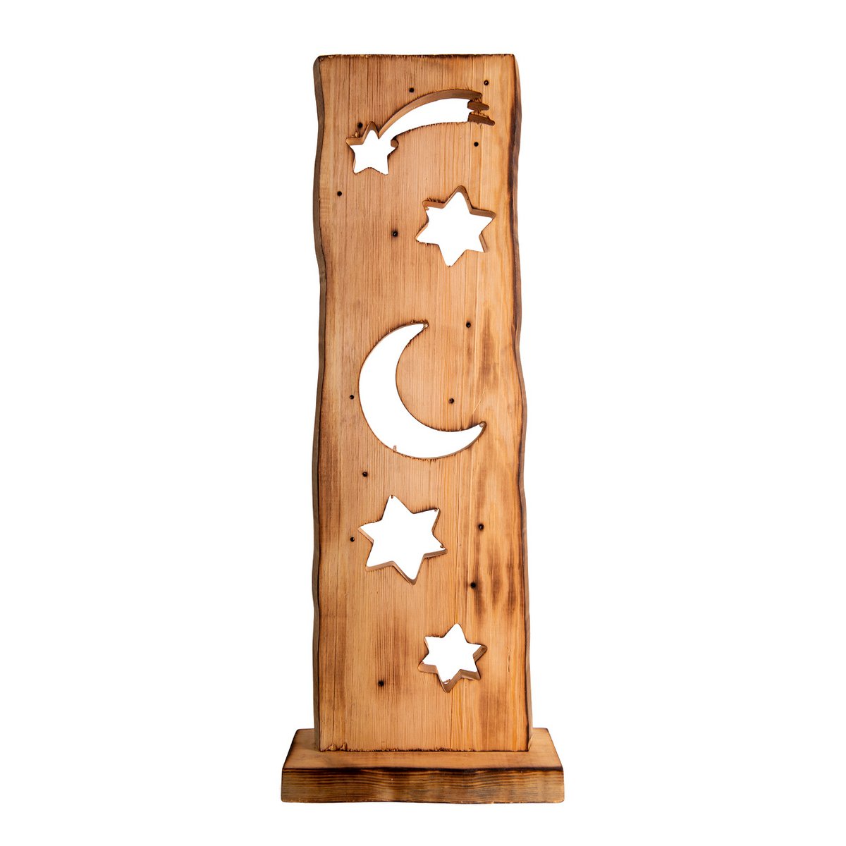LED Wood-Decolum Moon/Stars 60 cm High Christmas Decorations Made of Wood met stevig ingebouwde LED's