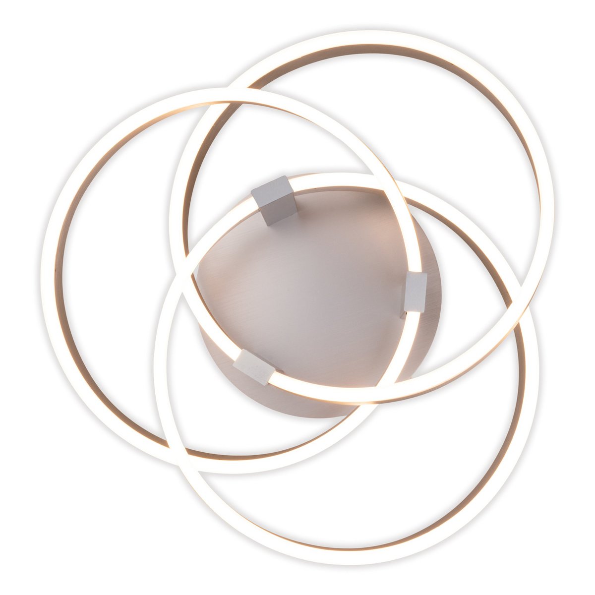 Smart Home LED plafondlicht "Divora" Ø 58 cm, plafondlamp gemaakt van metaal, aluminium geborsteld en wit plastic, met veel functies, stevig gebouwd -in LED's, verlichting voor woonkamer, eetkamerkantoor of gang