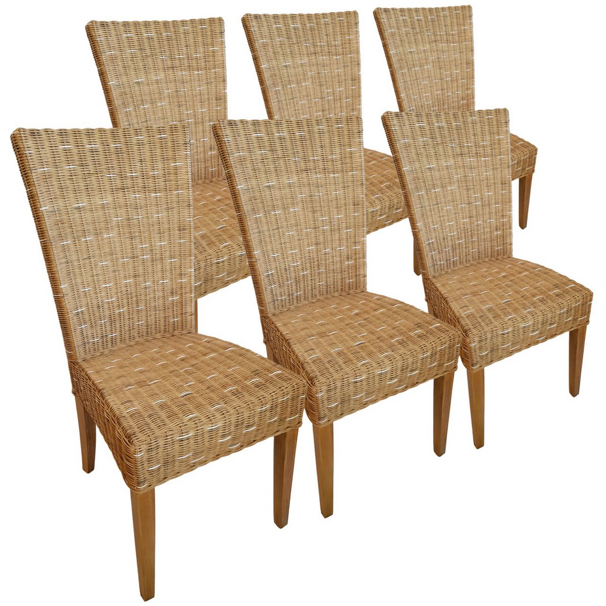 Eetkamerstoelen rattan stoelen wintertuin gangen cardine 6 stuks cappuccino