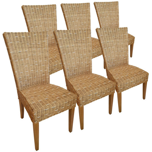 Eetkamerstoelen rattan stoelen wintertuin gangen cardine 6 stuks cappuccino