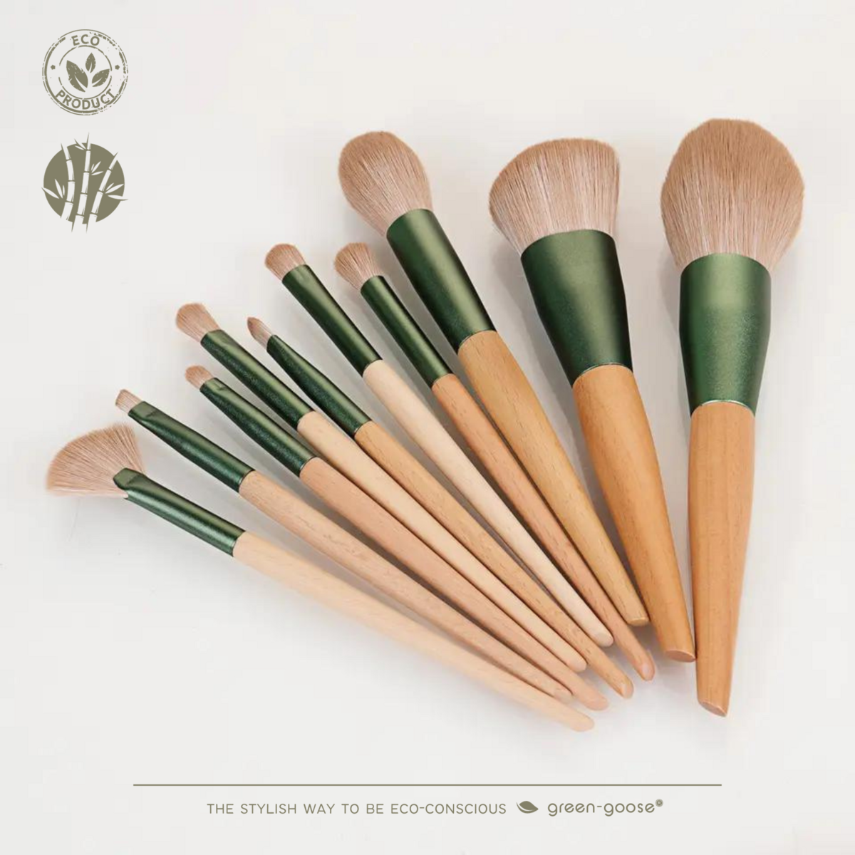 green-goose Make-Up Kwasten - 10 Stuks - in Suede Hoes