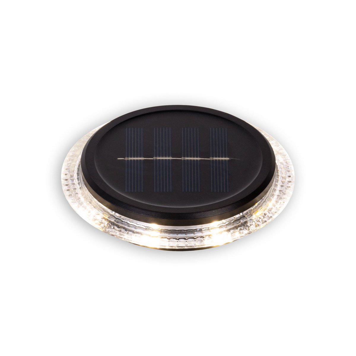 6 Set Solar-Boden-Sprießleucht Ø ca. 11,2 cm, zwart plastic, schemeringsensor, voor toegang, terras en paden