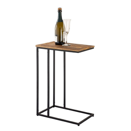 Bijzettafel laptisch hout 25x60x40 cm duurzaam sofatisch c-tafel toronto metalen frame