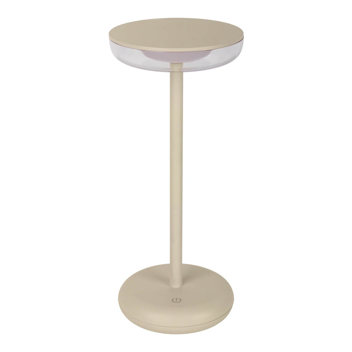 Noteloze tabletlicht "Pasi" voor buiten en binnen, gemaakt van metaal en plastic in beige, dimable, met aanraking en geheugenfunctie, ca. 26 cm hoog