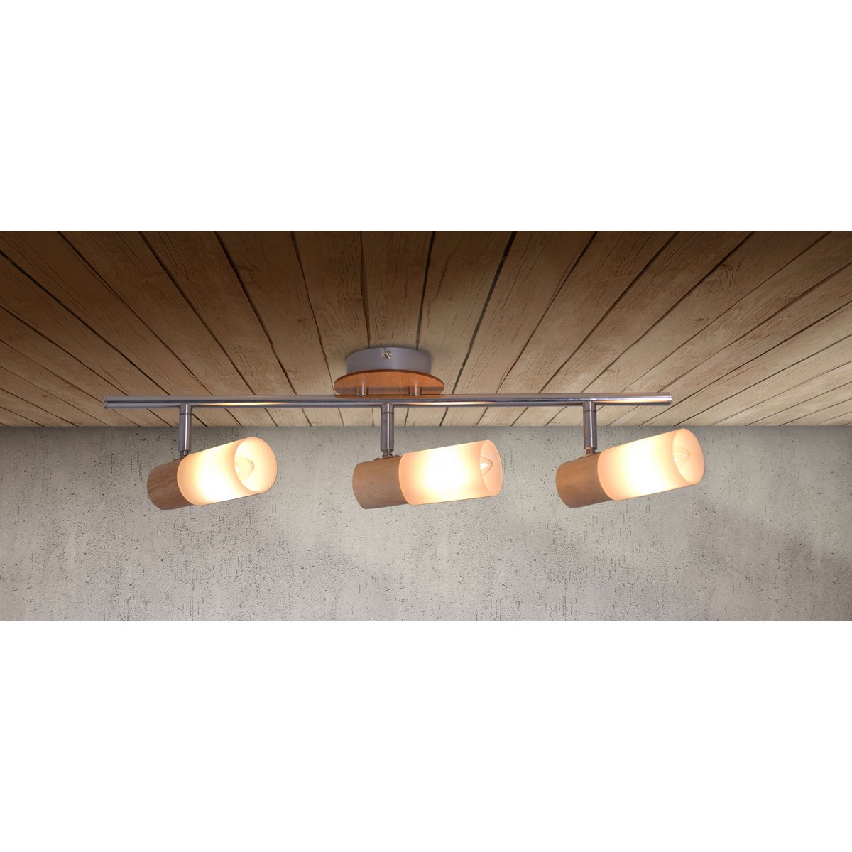 3 Wandplafondspot "Todtnau", metaal, glas en plastic, E14, 47 cm lang