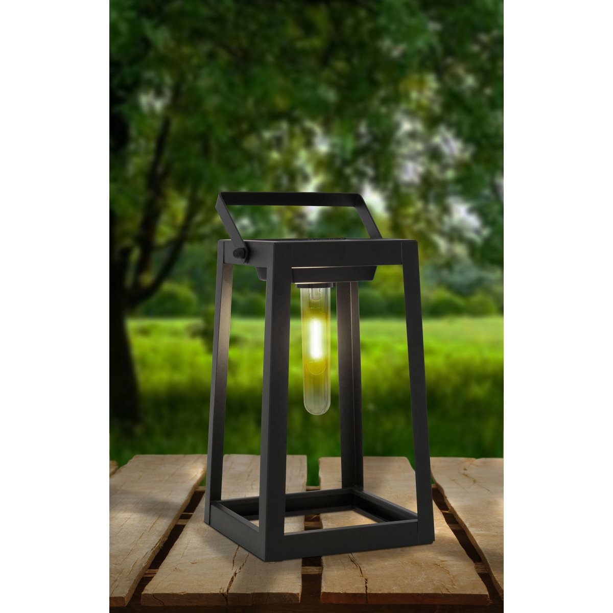 LED -decoratieve lamp, voor buiten, decoratie metaal en plastic in het zwart, met geïntegreerde LED