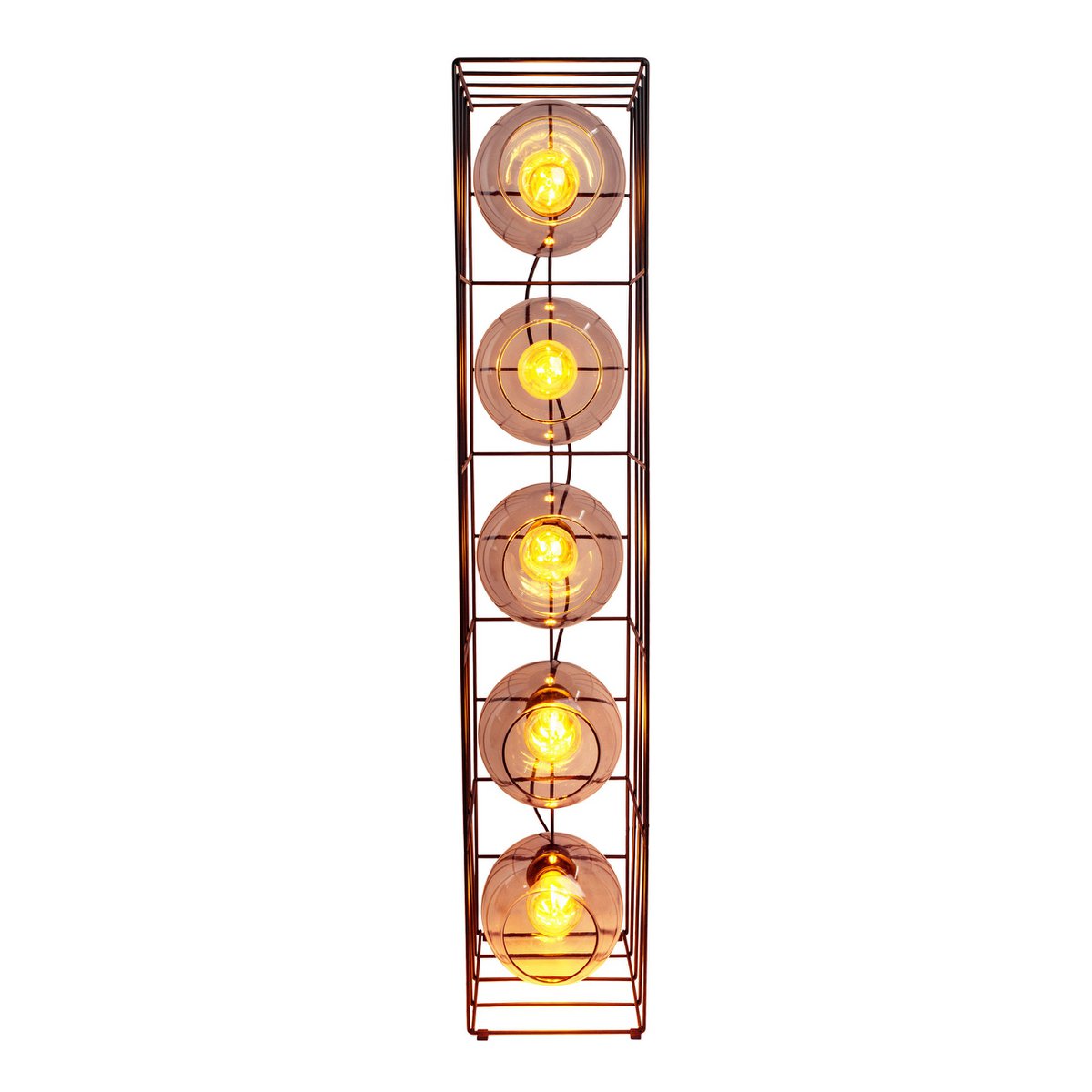 Glasse-stand-lamp "Cesta" vloerlamp gemaakt van zwarte metalen draad en getinte glas, met E27-aansluiting, 95 cm hoog, voor eetkamer, woonkamer, gang of kantoor,