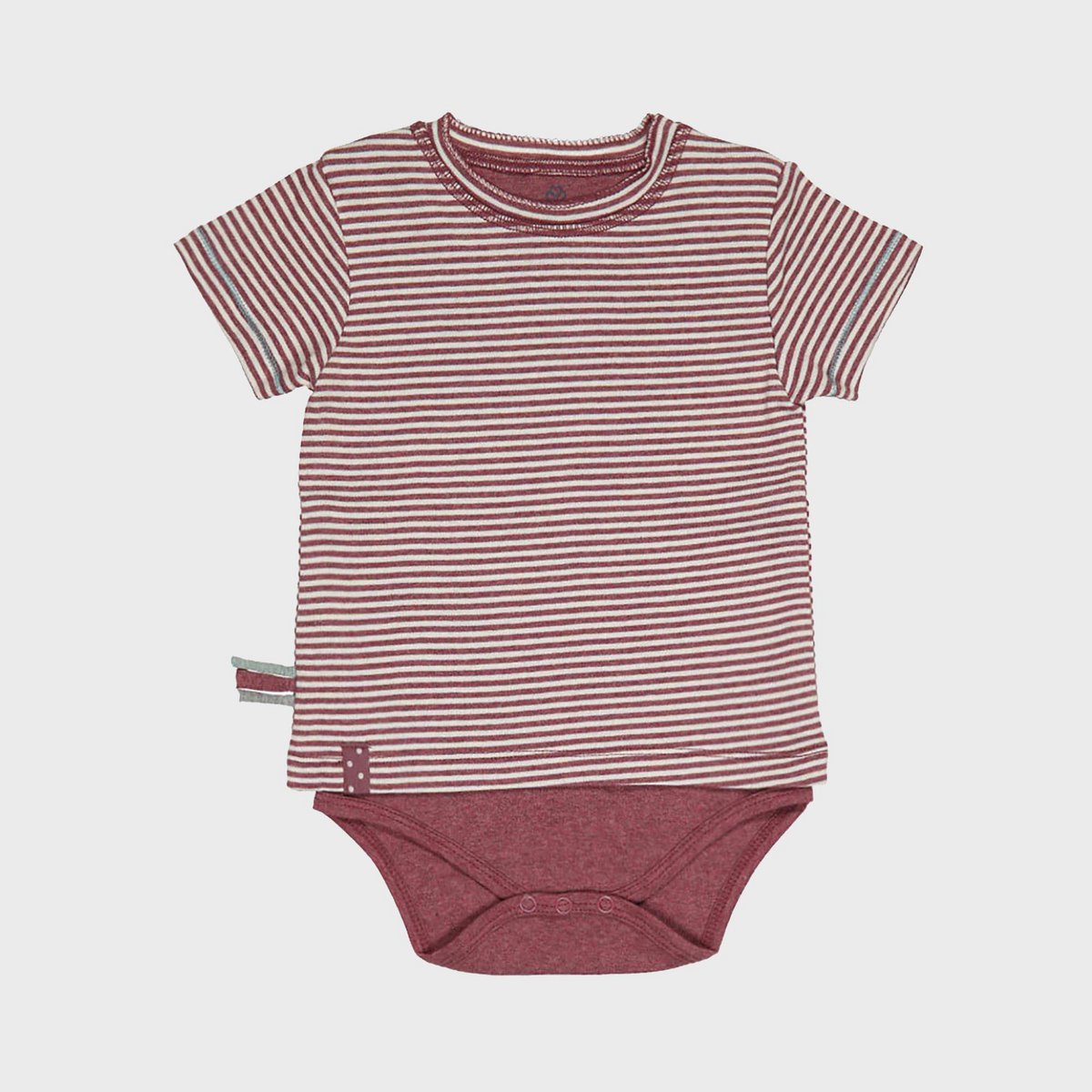 OrganicEra Organic Baby S/S T-shirt body, bordeaux gestreept