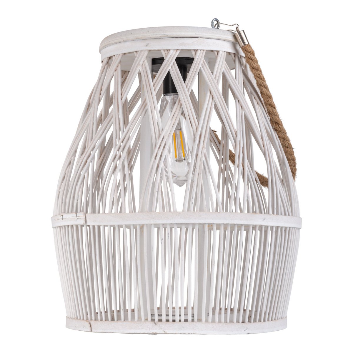 Led Solar Decolor "Korbinian" voor de tuin en het terras gemaakt van hout en rattan in de natuur, zonnelamp 34 cm hoog