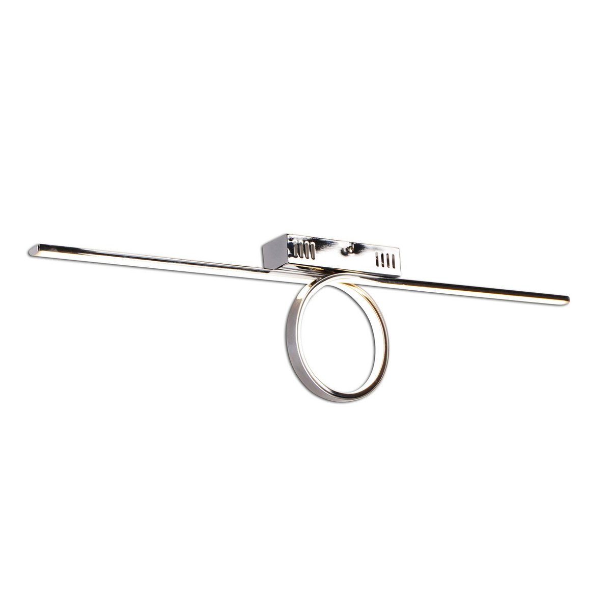 LED -plafondlamp "Loop" 75 cm lang, gemaakt van chroom -gekleurd metaal en plastic