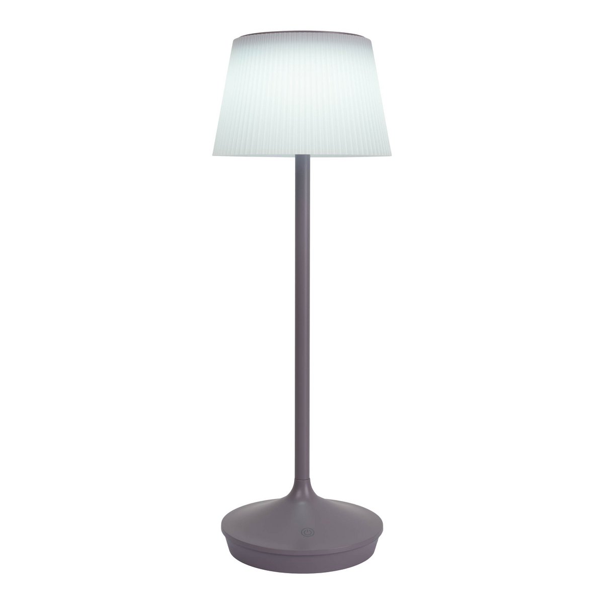 Zonne -batterijlamp "EMMI" 38 cm hoog, paraplu Ø 13 cm, metaal in bramen en wit plastic, voor de buitenruimte, dimable CCT.