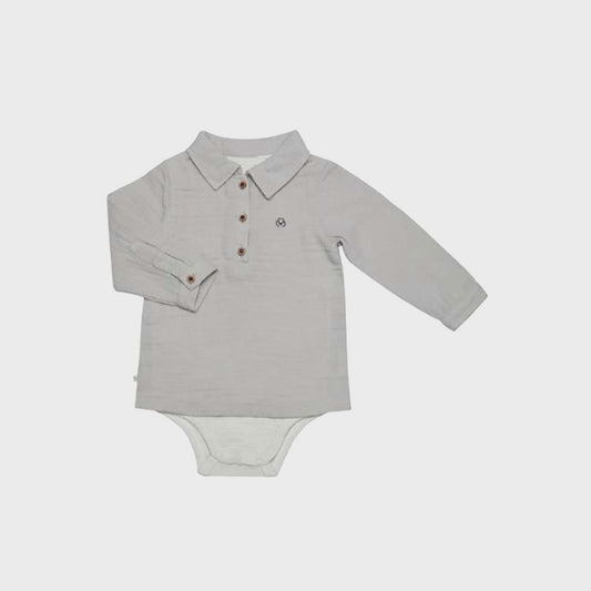 OrganicEra organisch mousseline bodysuitshirt voor jongens, grijs