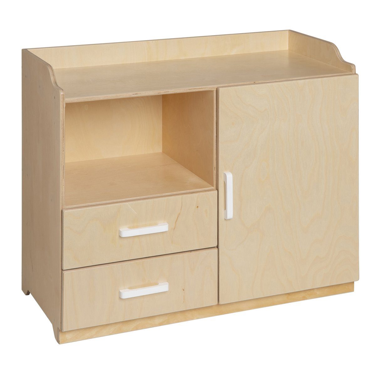 Van Dijk Toys houten poppencommode / poppen commode - Naturel met wit (Kinderopvang kwaliteit)