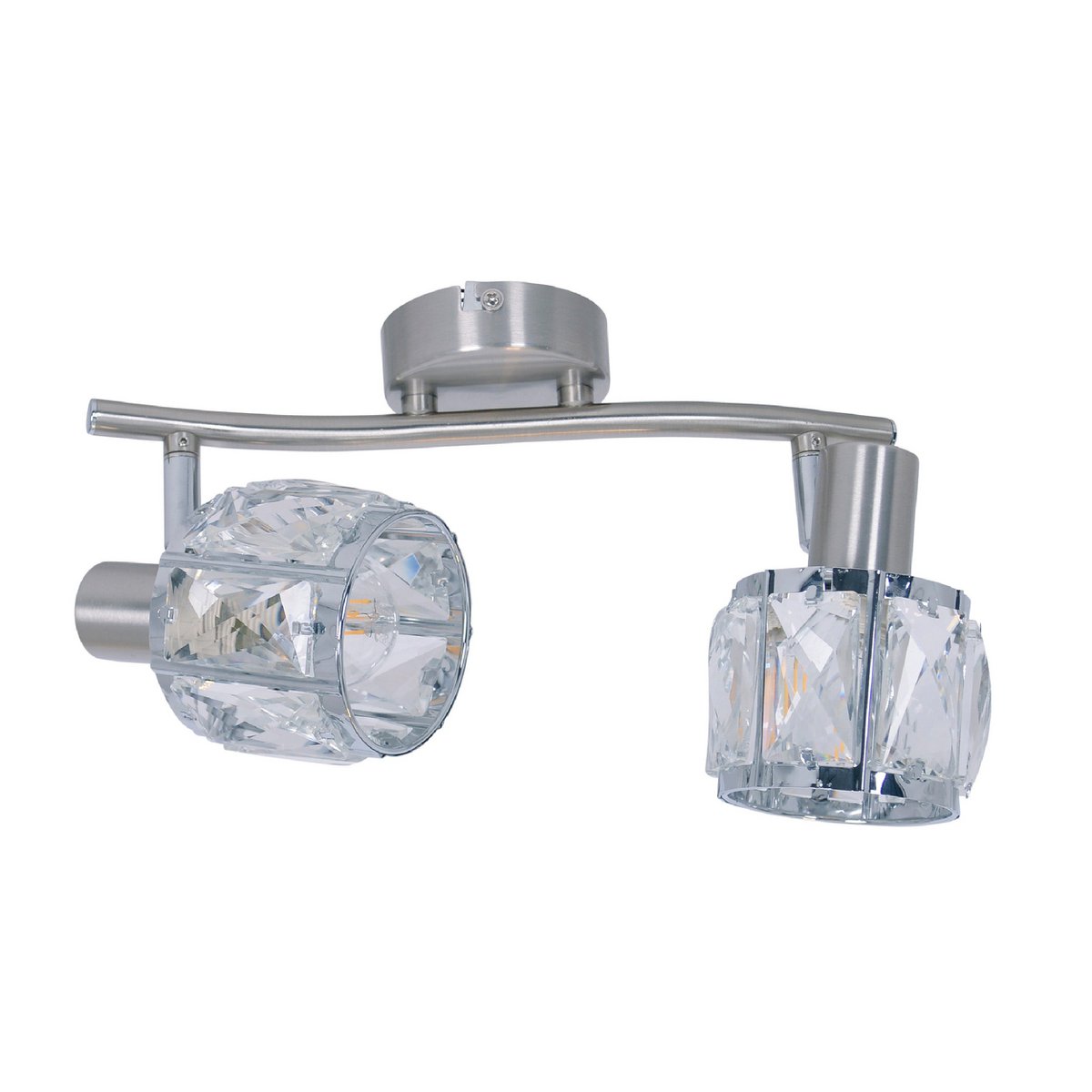 2-serie geleide plek "Josefa", metalen plafondlamp en glas in roestvrijstalen look, met E14-versie Filamentlampen inbegrepen, voor woonkamer, eetkamer, gang of gang 28 x 8 cm