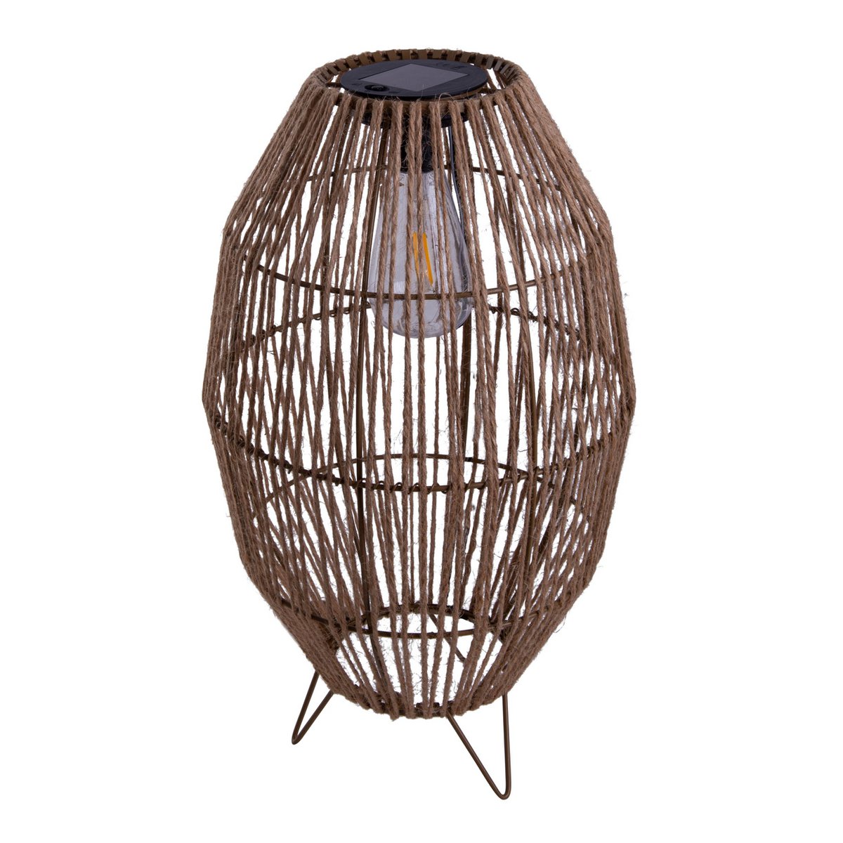 LED Solar Lamp "Korbinian" voor tuin en terras, buitenkaas gemaakt van metaal, plastic en jute in de natuur, stevig gebouwd -in LED's, zonnelamp voor de tuin 34 x 19,58 cm