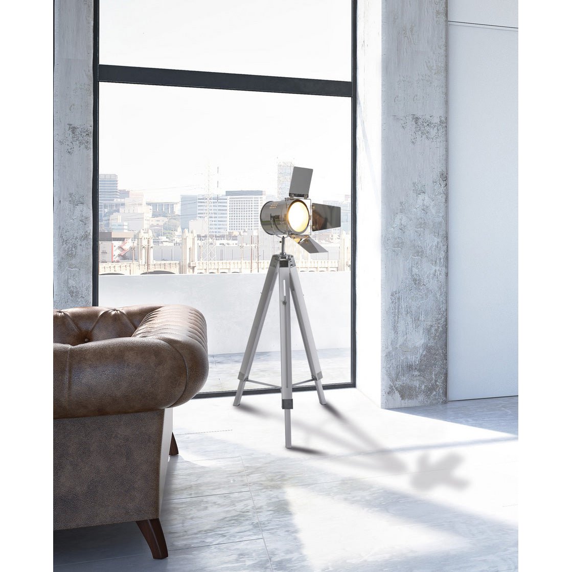 Staande lamp driekbende "metaal in wit met E27-versie, 100-140 cm hoog, lamp voor woonkamer, eetkamer of kantoor