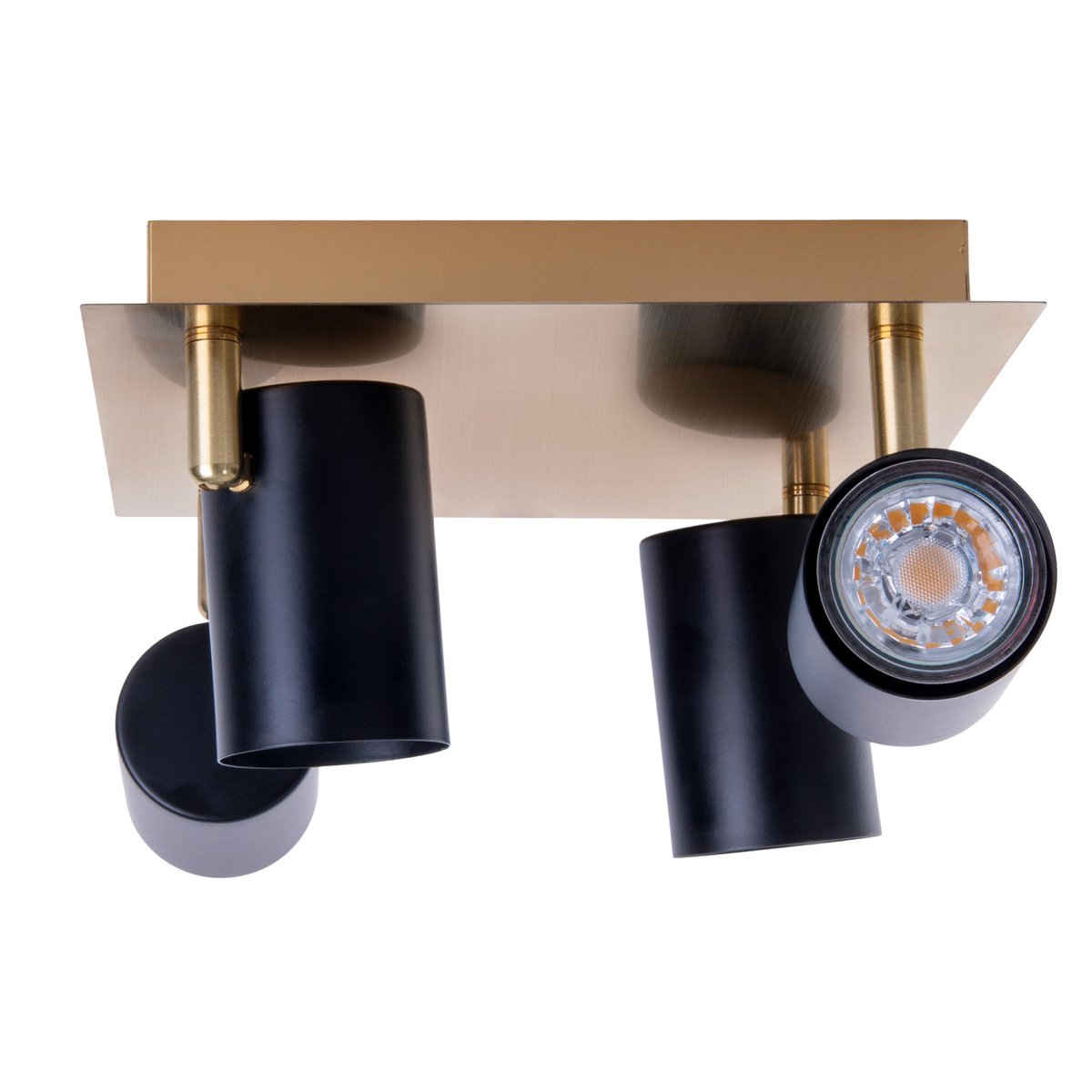 4 muur- en plafondlampen "Frida" in metalen zwart / goud, plafond schijnwerpers, GU10, plafondlamp voor eetkamer, woonkamer, gang of kantoor, 22 x 22 cm