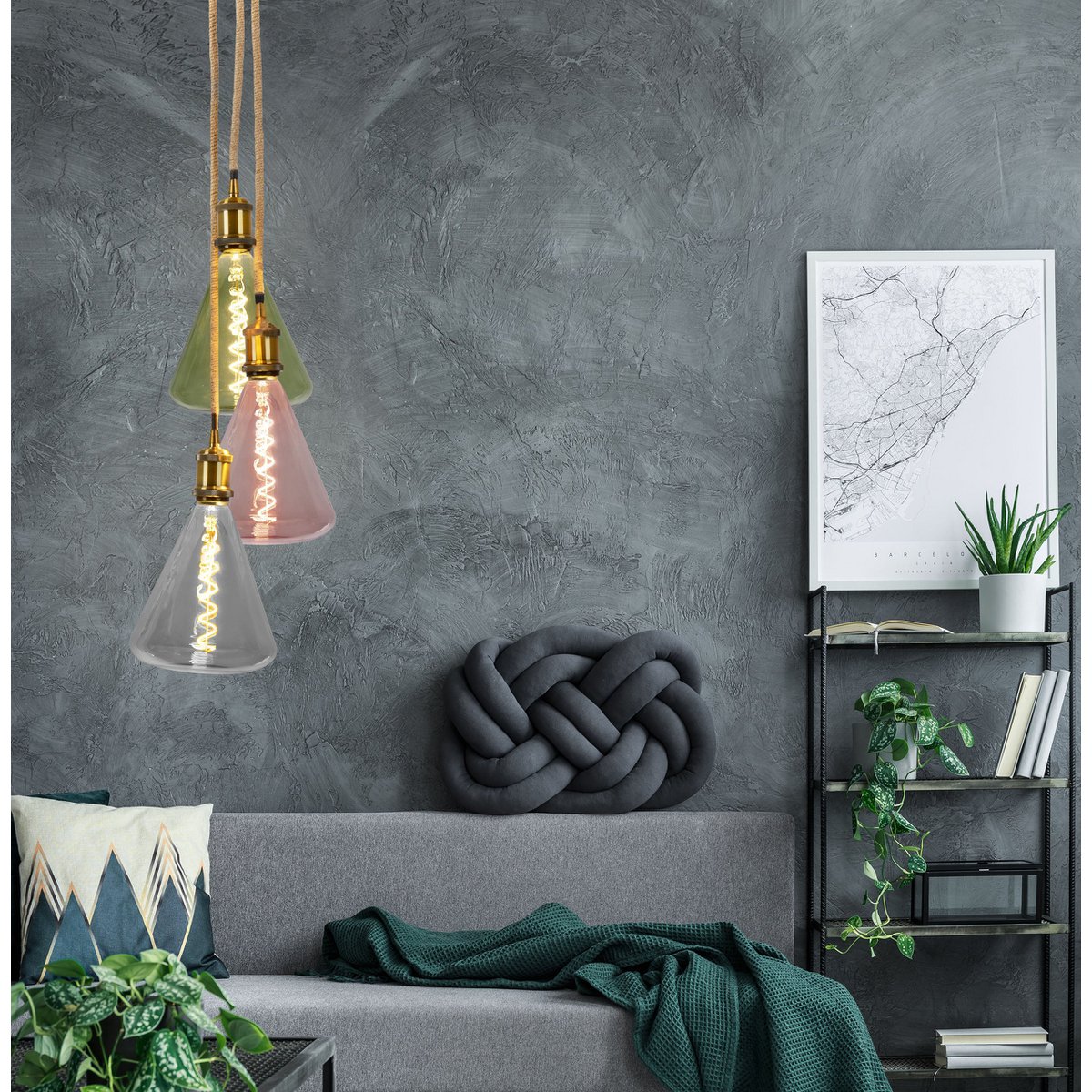 LED -lamp "Dilly" E27 versie 4 watt metaal en glas in rood