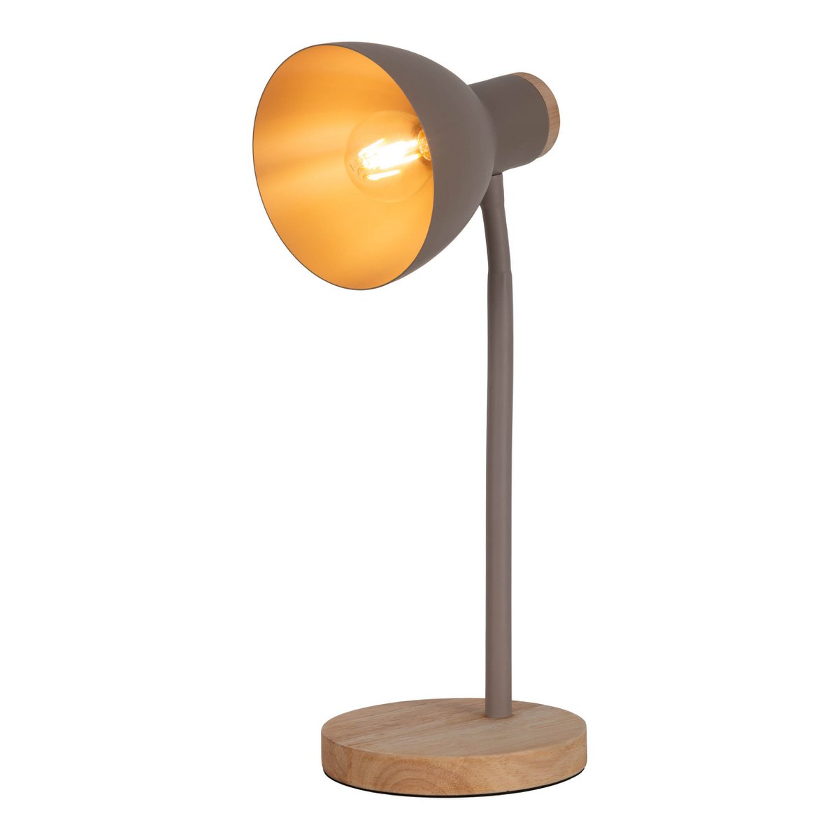 "Marie" bureaulamp gemaakt van metaal en hout, E14, bruin, 36,5 cm hoog