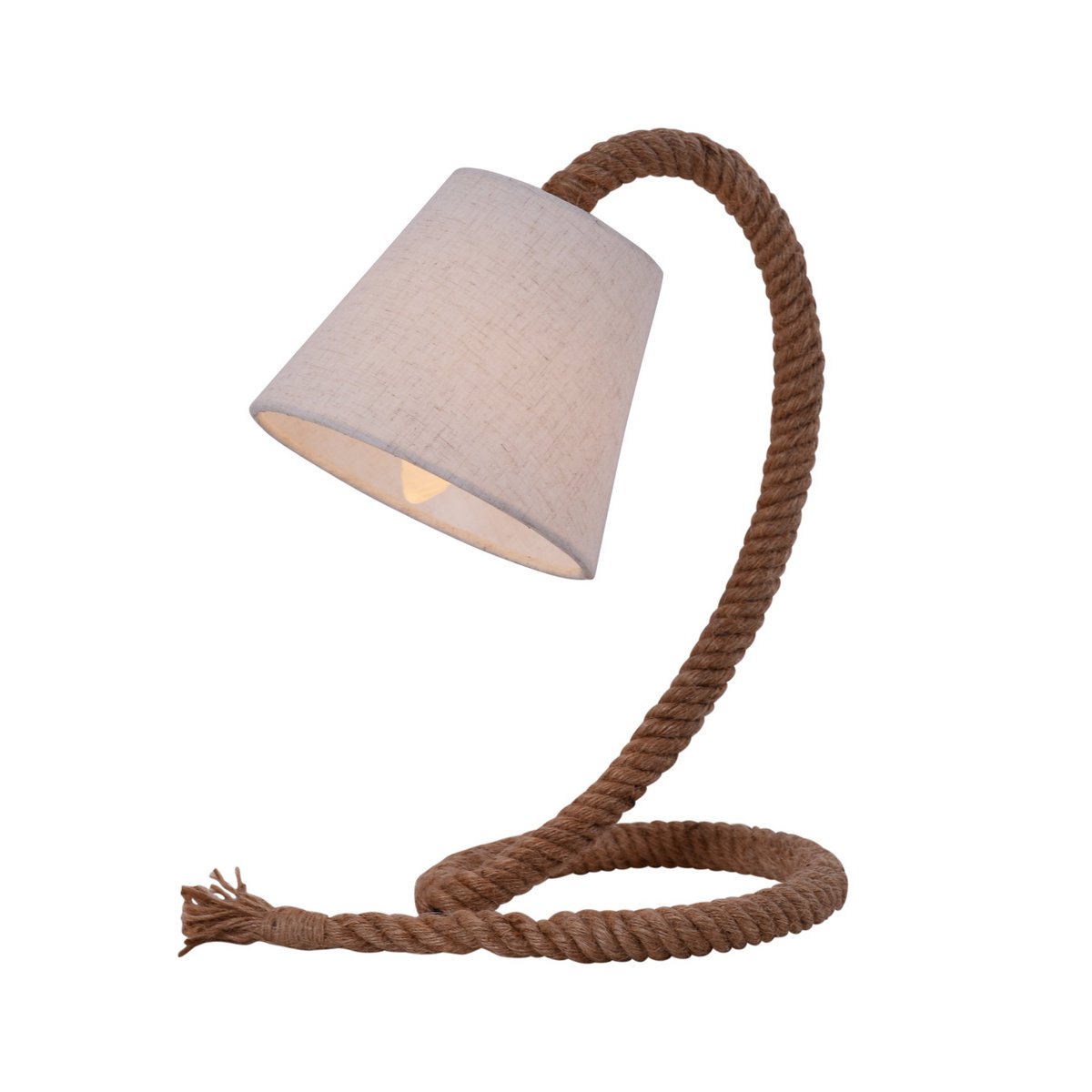 Tafellamp met tekstblazer "touw", tafellamp gemaakt van metaal, plastic, jute en textiel in wit, met E14 -versie, voor woonkamers, gang of kantoor, 35 cm hoog