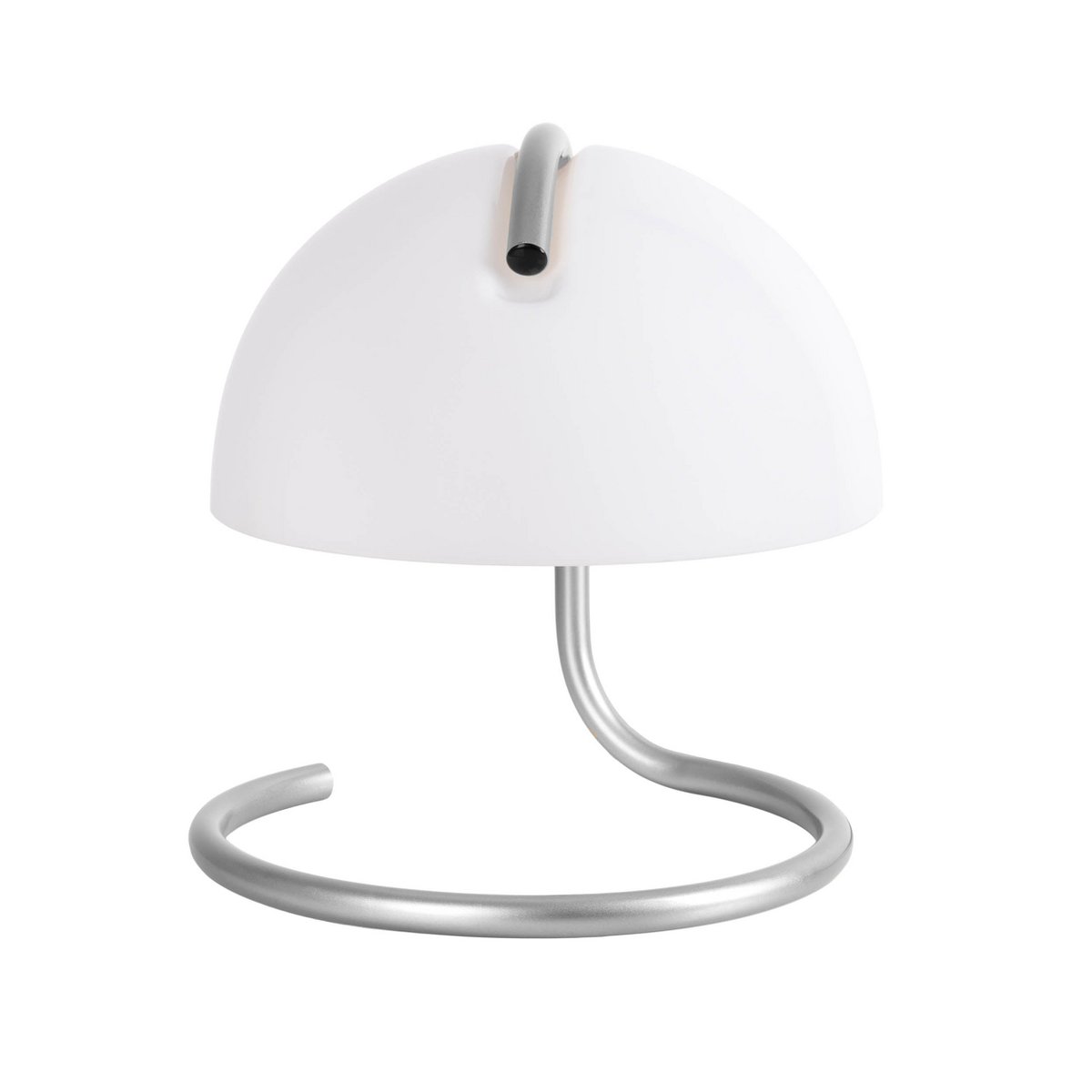 Tafellamp "Burano" wit, ca. 25 cm hoog, Ø 23,5 cm, gemaakt van chroom -gekleurd metaal en zwart glas, E27.