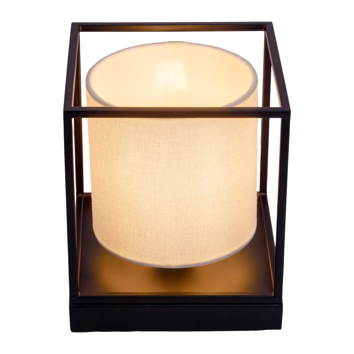 Tafellamp "Beta" wit gemaakt van metaal met stof paraplu in wit, met E14 -aansluiting, lamp voor woonkamer, eetkamer, gang en kantoor, 15 x 15 x 17 cm