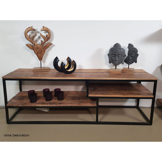 TV-lowboard TV-meubel TV-board 150 x 51 x 36 cm Liverpool metalen frame zwart mat