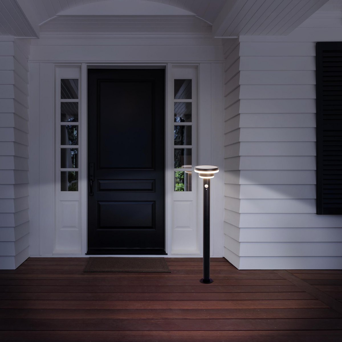 Led Solar Standing Lamp "Nora" met Earth Skeer, voor buiten, metaal en plastic aarde spies in het zwart, met geïntegreerde LED