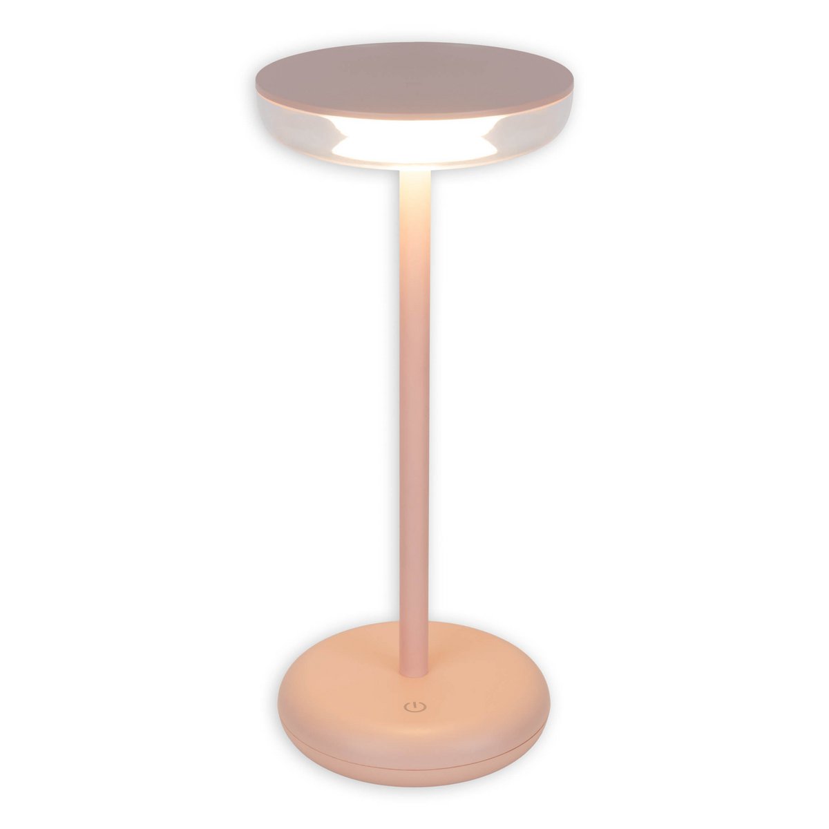 Noteloze tabletlicht "PASI" voor buiten en binnen, gemaakt van metaal en plastic in roze, dimbaar, met aanraking en geheugenfunctie, ca. 26 cm hoog