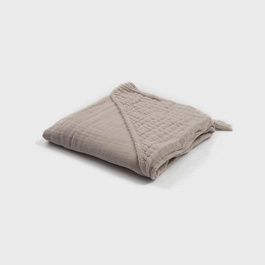 OrganicEra biologische mousseline babyhanddoek met capuchon, grijs