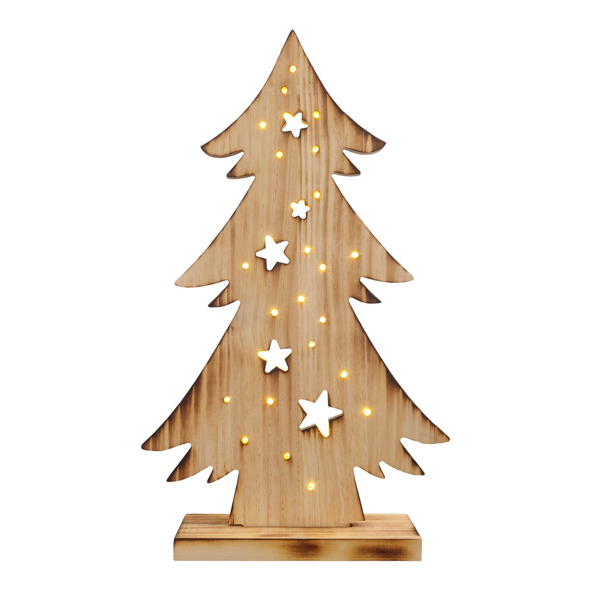LED WOOD Decolum "Fir Tree" klein, gemaakt van natuurlijk hout met vaste LED's, kerstdecoratie voor buiten
