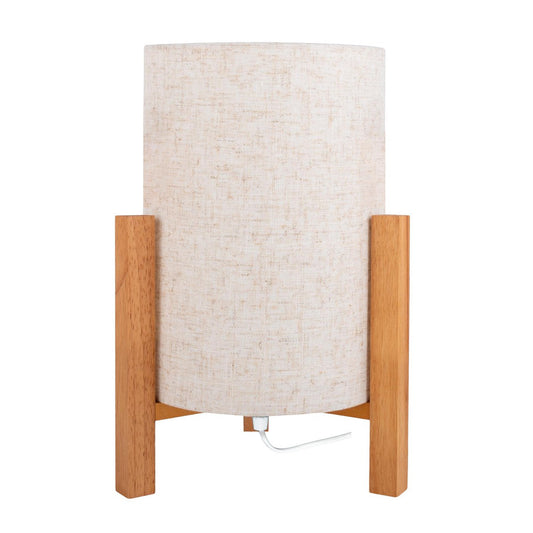 Tafellamp "Matilda" klassieke tafellamp met natuurlijk uiterlijk door hout en stofscherm, E27 -aansluiting, 32 cm hoog