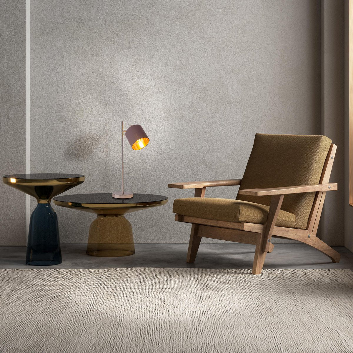 Tafellamp "Maron" gemaakt van metaal-satine-meter met stof paraplu's in bruin, met E14-aansluiting, lamp voor woonkamer, eetkamer, gang en kantoor, tafellamp 51 cm hoog