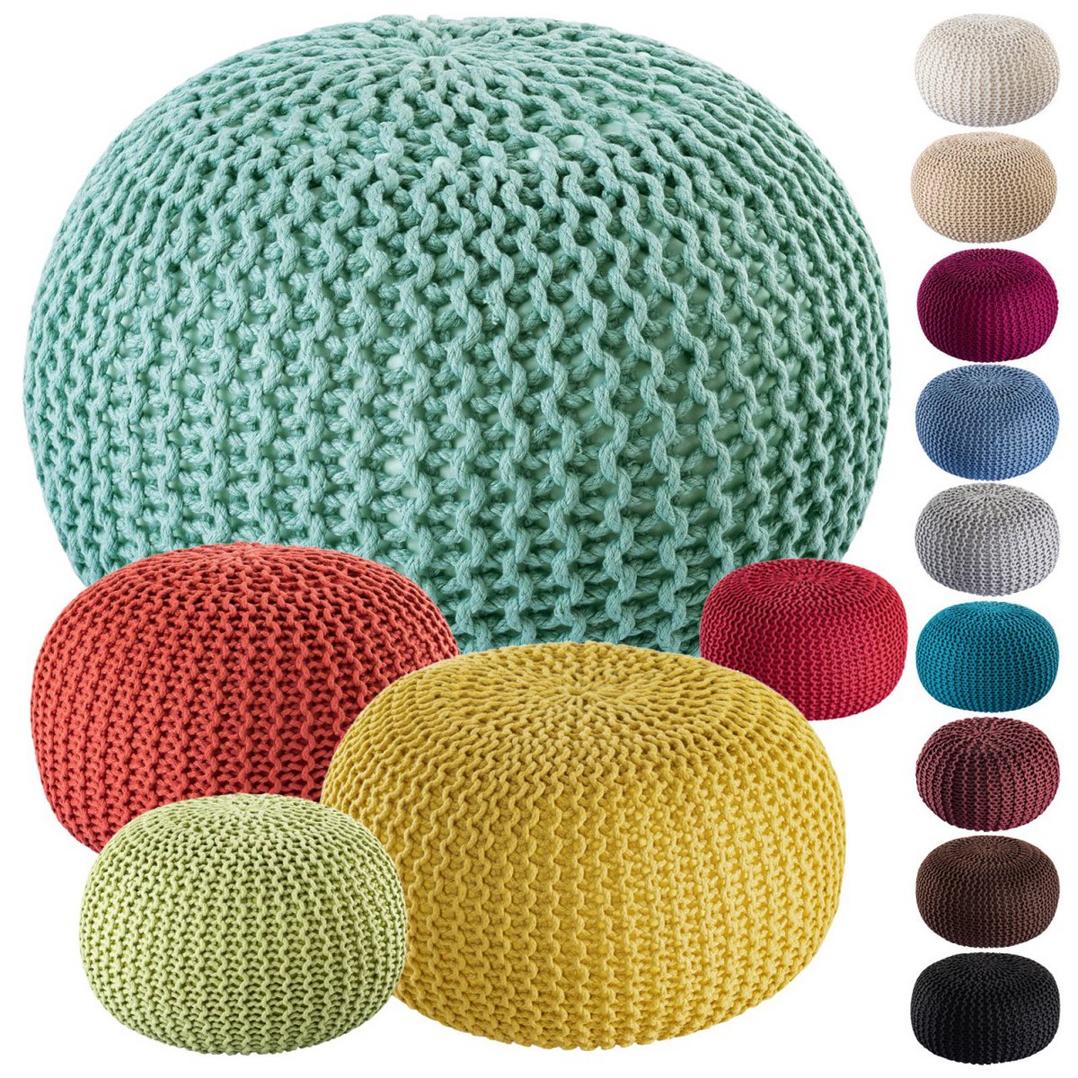 Pouf premium Ø45cm stoel kruk breien pouf in terras pool tuin duurzaam