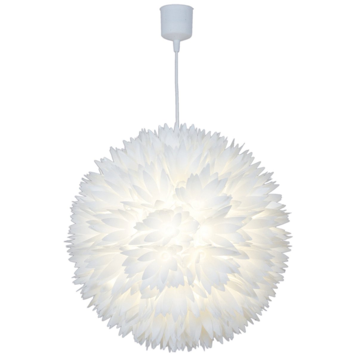 Hanger lamp "lotus" speelde hangende lamp gemaakt van wit plastic, met stevig geïnstalleerde LED's en een Øvon ca. 47 cm