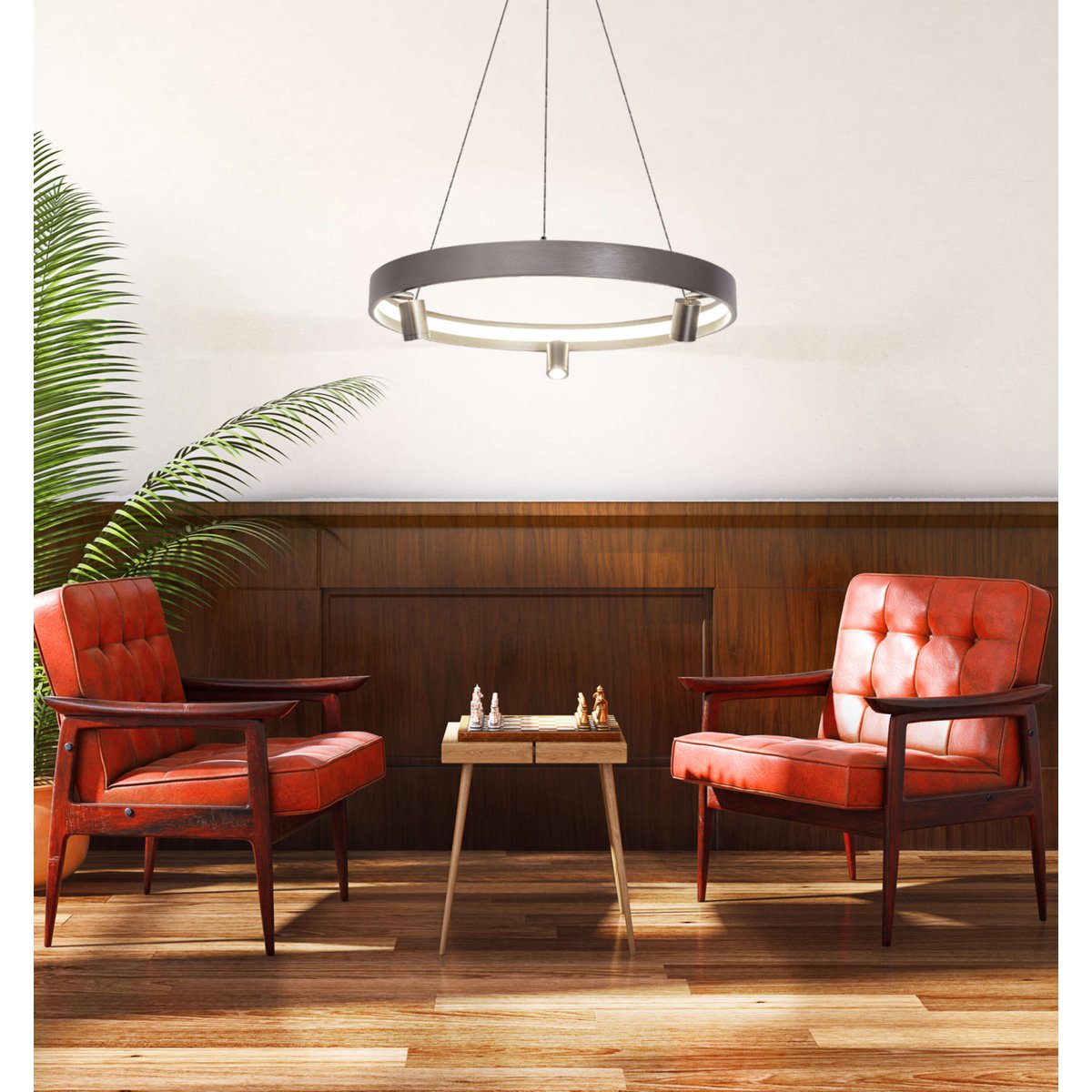 LED -hanglamp "" Tristan ", moderne metalen slinger lamp en plastic in stalen blanco, de LED's zijn stevig geïnstalleerd. Met ongeveer 58 cm Øthie, ideale verlichting voor woonkamer, eetkamer of keuken.