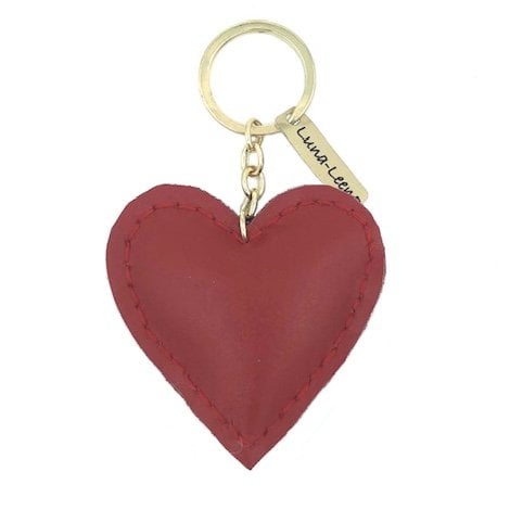 Luna -Leena Keychain Heart Rood - Bag Charme - 100% leer - Handgemaakt in Nepal