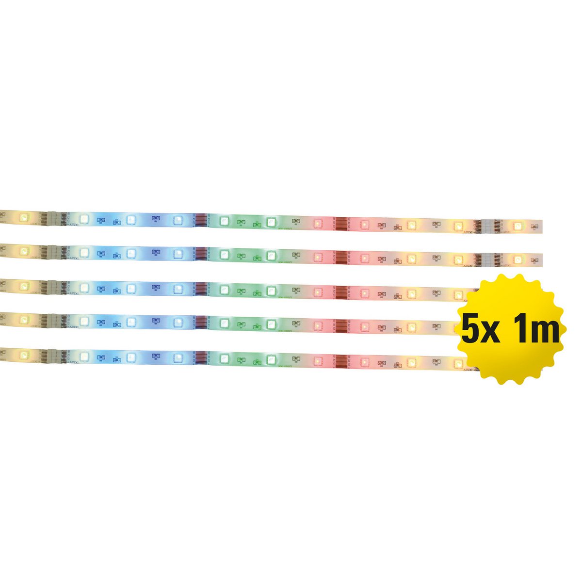 5x 1m RGB LED -streep, met kleurverandering, dimable, inclusief infrarood afstandsbediening