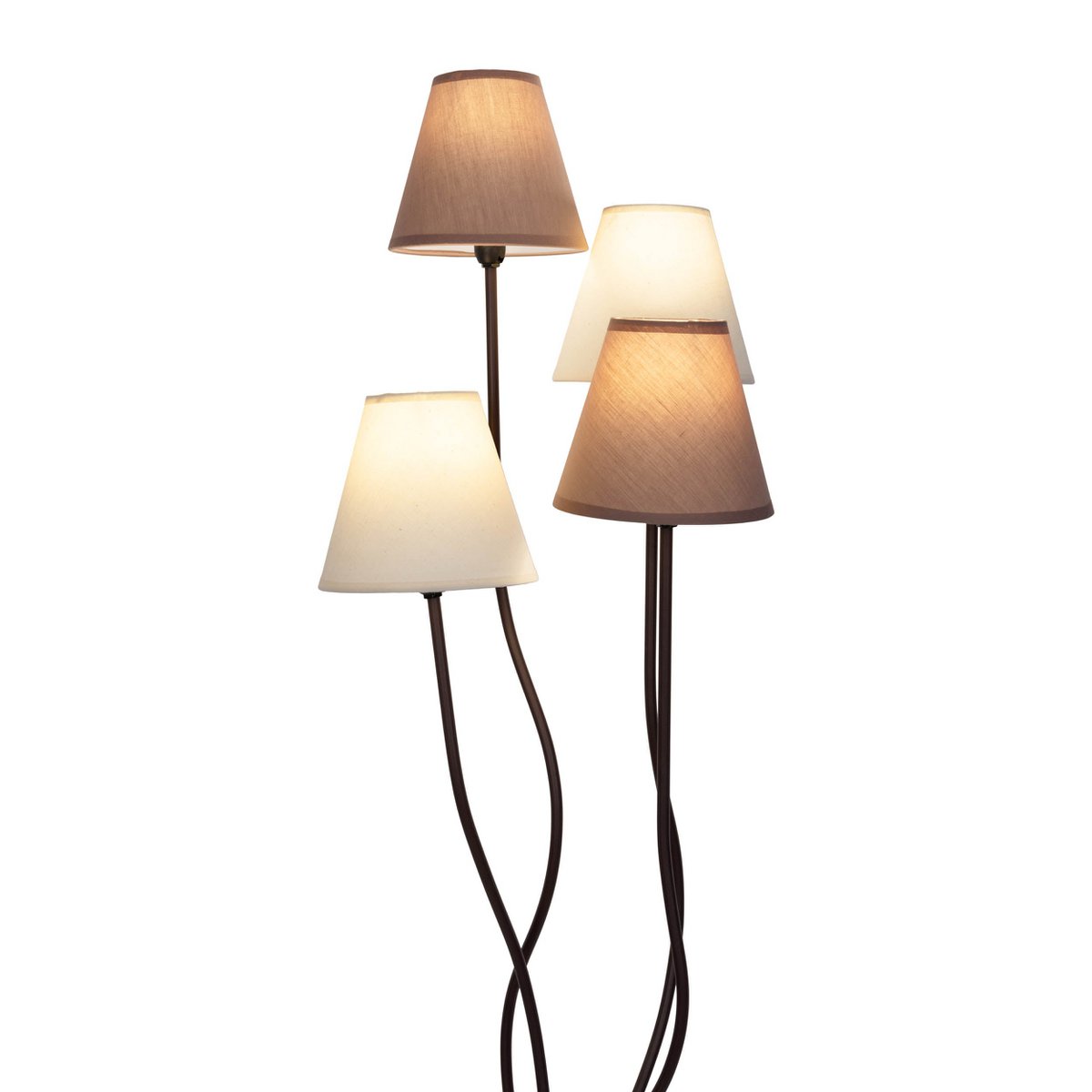 Textiel staande lamp 4-flame "boho", vloerlamp in beige/bruin, met E14-aansluiting, voor eetkamer, woonkamer, gang of kantoor, 138 cm hoog