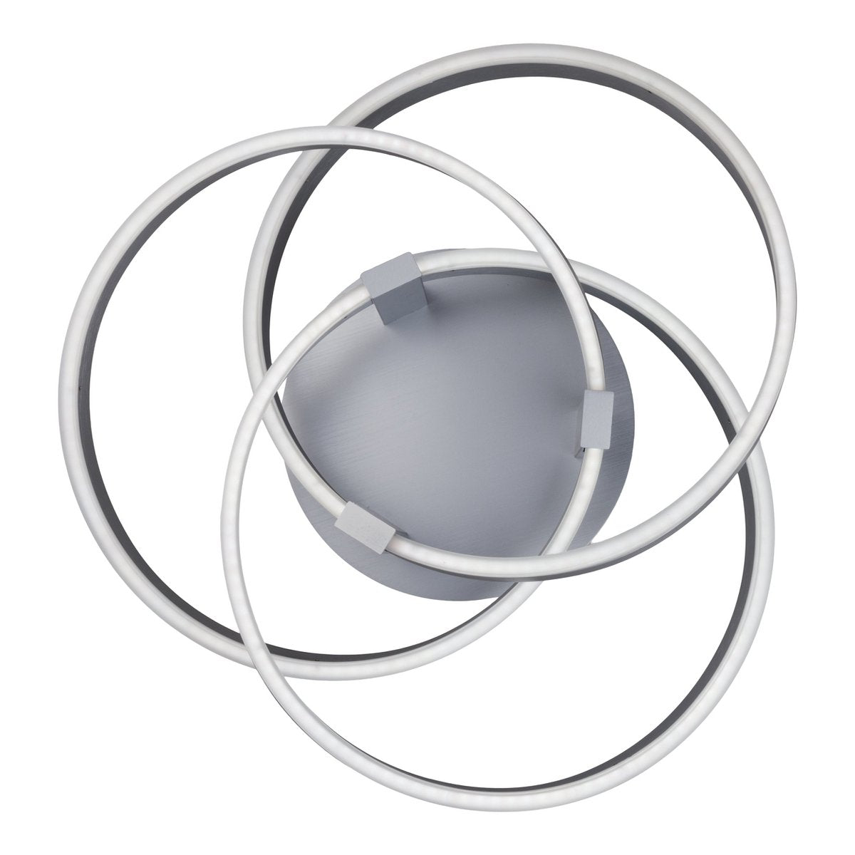 Smart Home LED plafondlicht "Divora" Ø 58 cm, plafondlamp gemaakt van metaal, aluminium geborsteld en wit plastic, met veel functies, stevig gebouwd -in LED's, verlichting voor woonkamer, eetkamerkantoor of gang