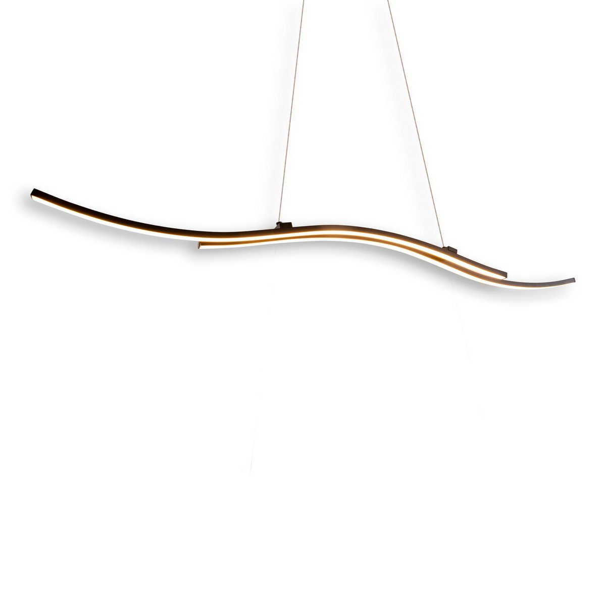 LED hanglamp "onda", hanglamp gemaakt van metaal en plastic in zwart, met stevig ingebouwde LED's, verlichting voor woonkamer, eetkamer of kantoor, 96 cm lang