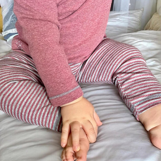 OrganicEra biologische babylegging, bordeaux - grijs gestreept