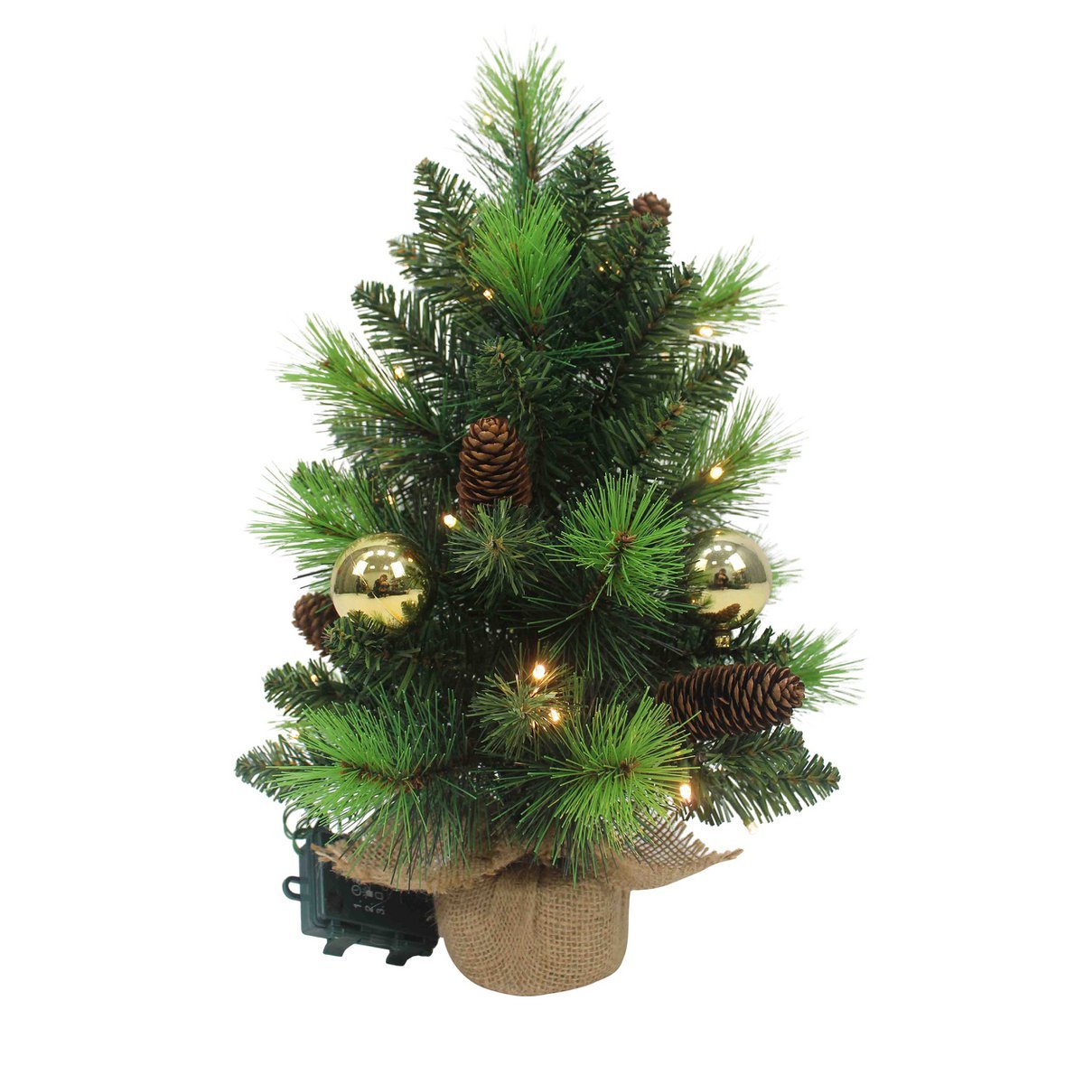 LED FIR -boom "Noel" Outdoor Decoratie gemaakt van metaal en plastic in groen en goud, met stevig geïnstalleerde LED's