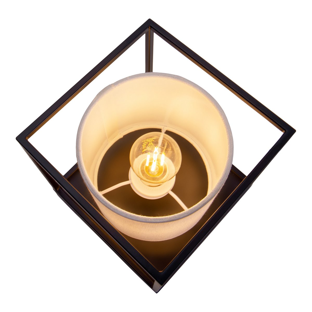 Tafellamp "Beta" wit gemaakt van metaal met stof paraplu in wit, met E14 -aansluiting, lamp voor woonkamer, eetkamer, gang en kantoor, 15 x 15 x 17 cm