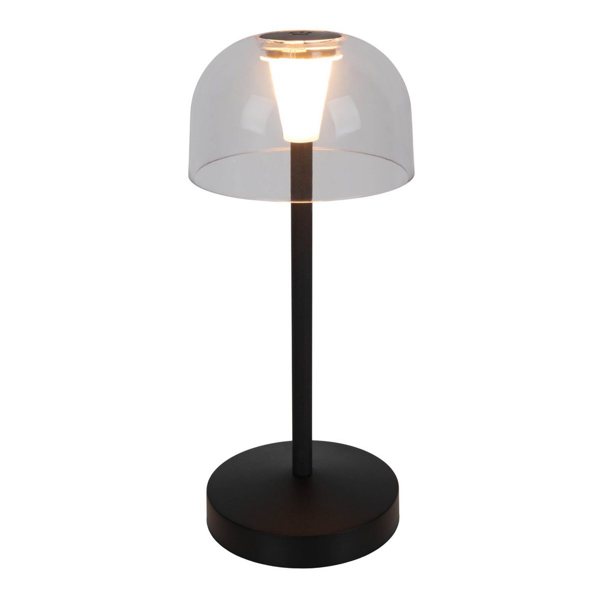 2 Set LED Battery Table Light "Gomba" voor buiten en binnen, gemaakt van metaal en plastic in zwart, 18,5 cm hoog