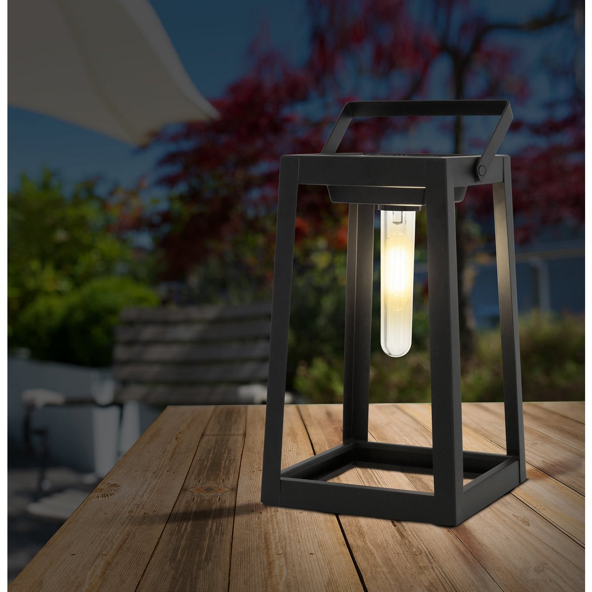 LED -decoratieve lamp, voor buiten, decoratie metaal en plastic in het zwart, met geïntegreerde LED